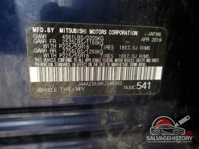 JA4AZ3A38KZ046382 2019 MITSUBISHI OUTLANDER photo no. 13