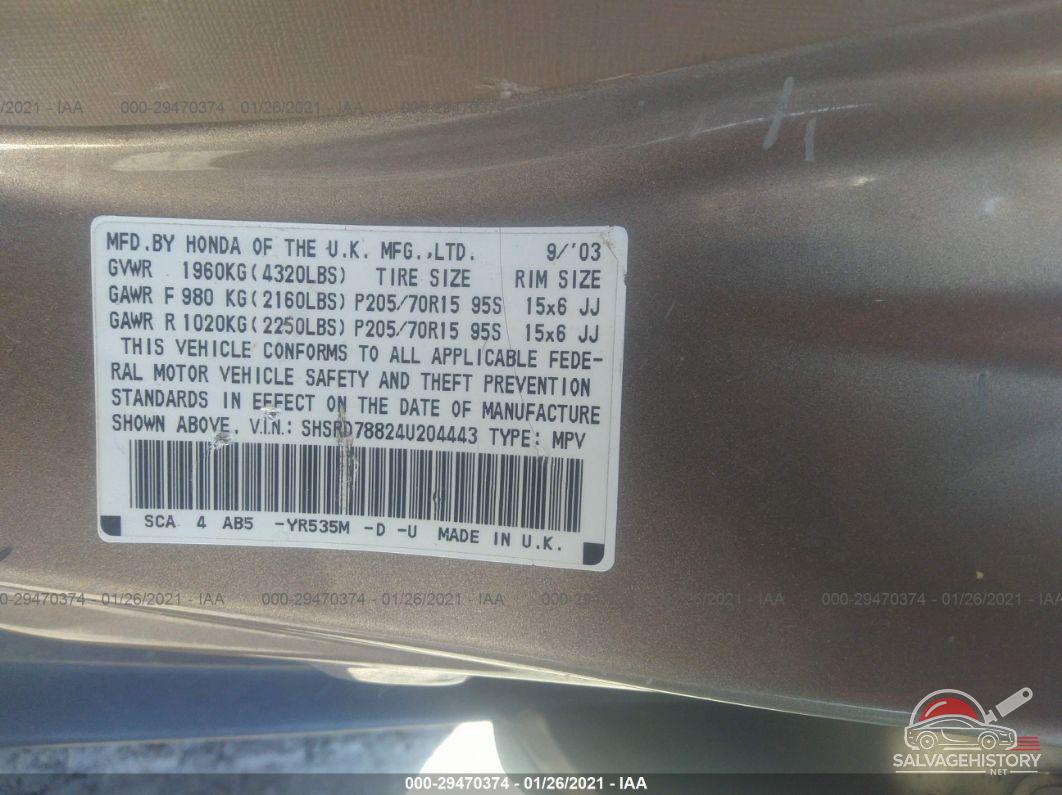 SHSRD78824U204443 2004 HONDA CR-V photo no. 9