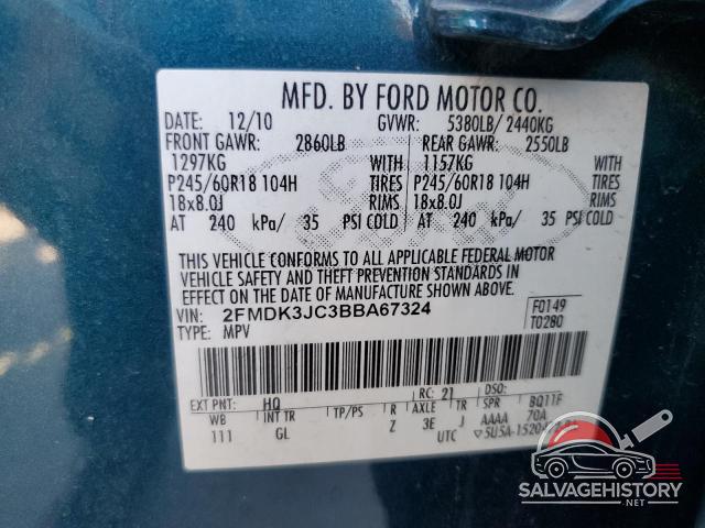2FMDK3JC3BBA67324 2011 FORD EDGE photo no. 13