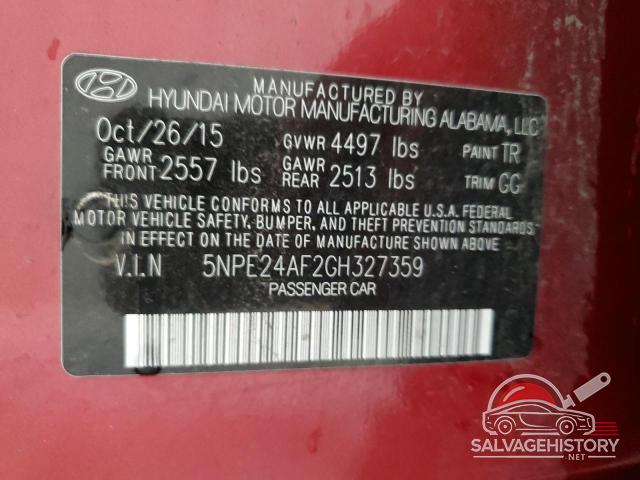 5NPE24AF2GH327359 2016 HYUNDAI SONATA photo no. 12