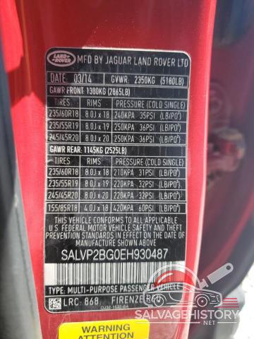SALVP2BG0EH930487 2014 LAND ROVER RANGEROVER photo no. 13
