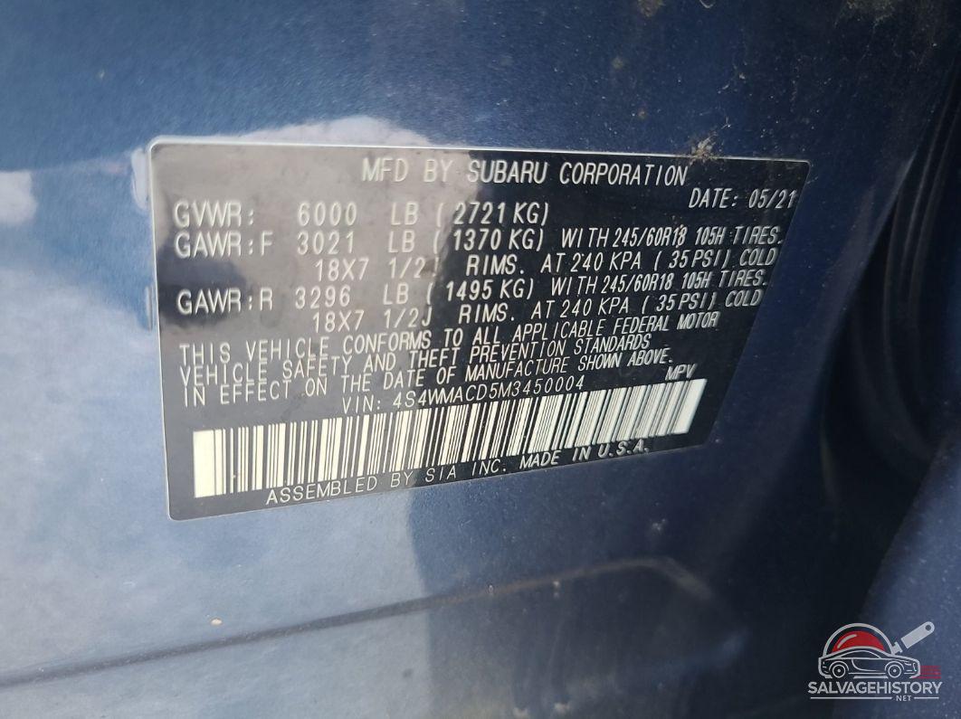 4S4WMACD5M3450004 2021 SUBARU ASCENT photo no. 9