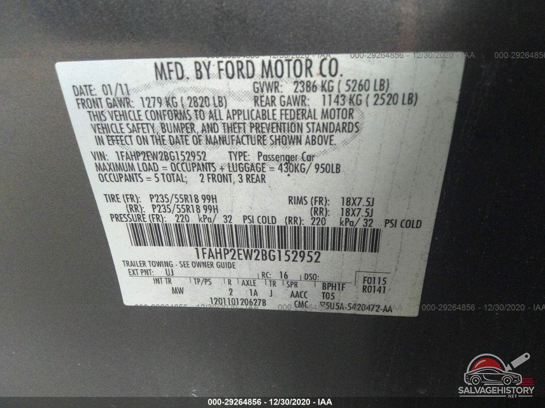 1FAHP2EW2BG152952 2011 FORD TAURUS photo no. 9