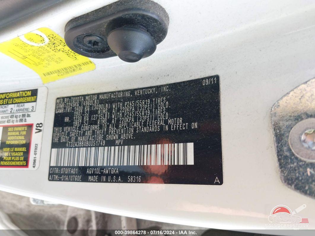 4T3ZA3BBXBU051749 2011 TOYOTA VENZA photo no. 9