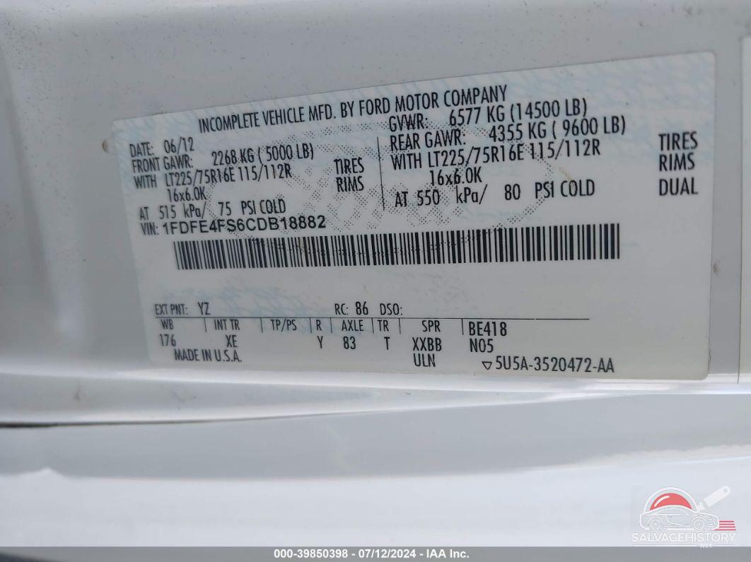 1FDFE4FS6CDB18882 2012 FORD E-450 CUTAWAY photo no. 8