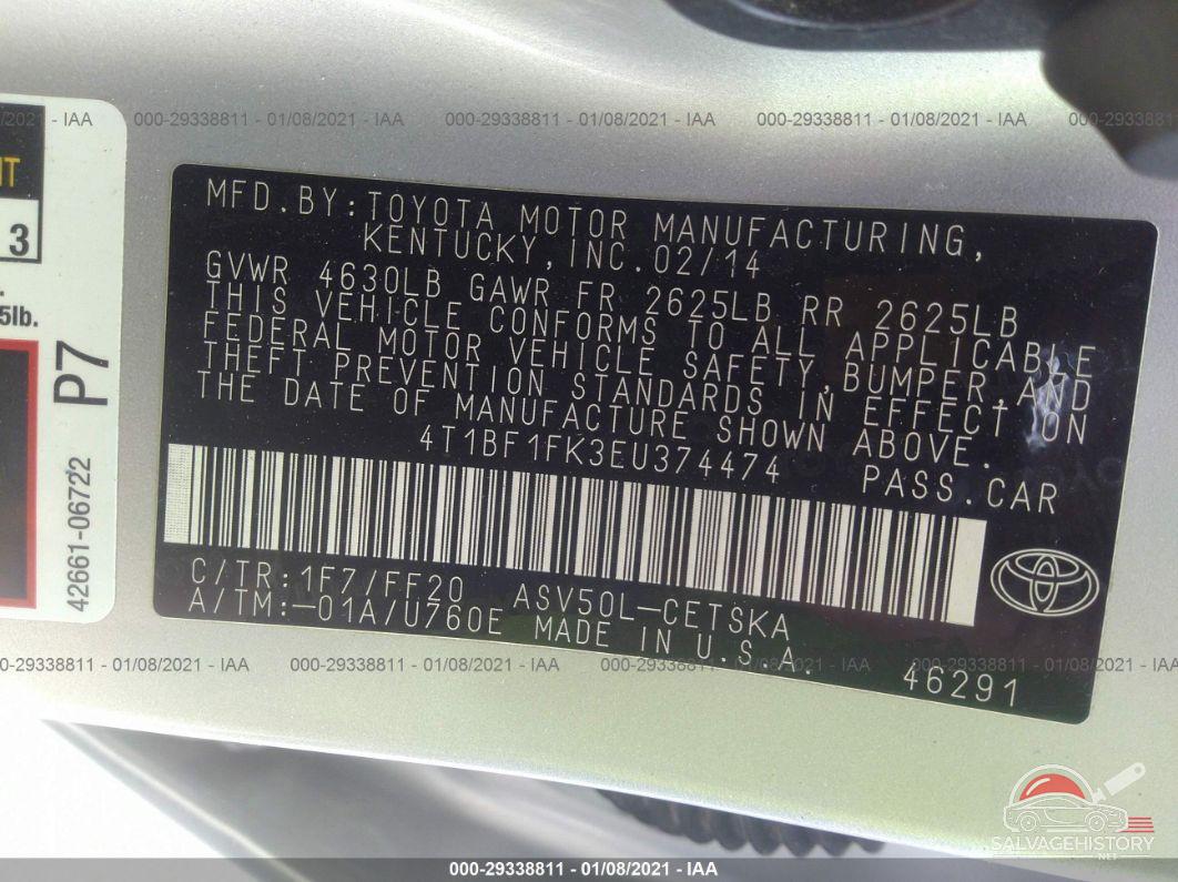 4T1BF1FK3EU374474 2014 TOYOTA CAMRY photo no. 9