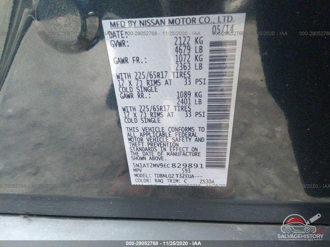 5N1AT2MV9EC829891 2014 NISSAN ROGUE photo no. 9