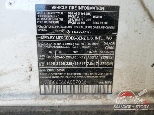 4JGBB86E66A007036 2006 MERCEDES-BENZ M-CLASS photo no. 13