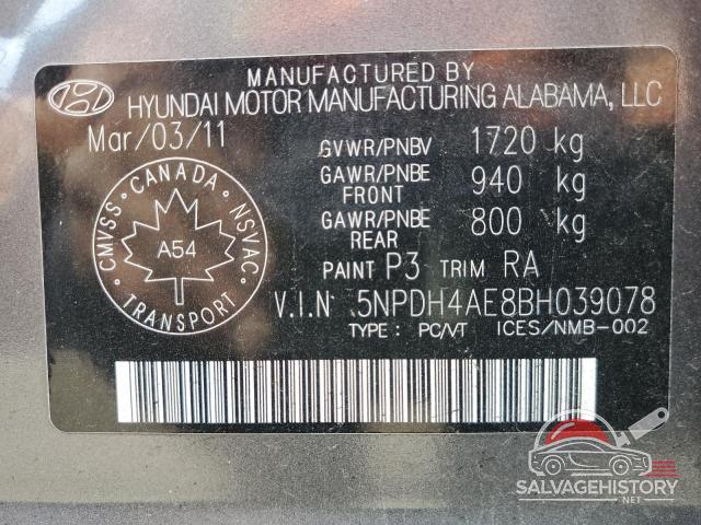 5NPDH4AE8BH039078 2011 HYUNDAI ELANTRA photo no. 12