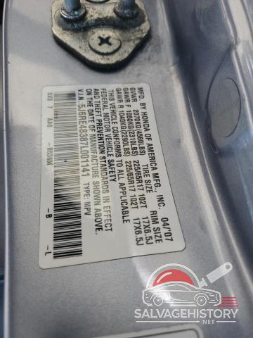 5J6RE48387L001141 2007 HONDA CRV photo no. 13