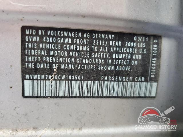 WVWDM7AJ0CW103507 2012 VOLKSWAGEN GOLF photo no. 13