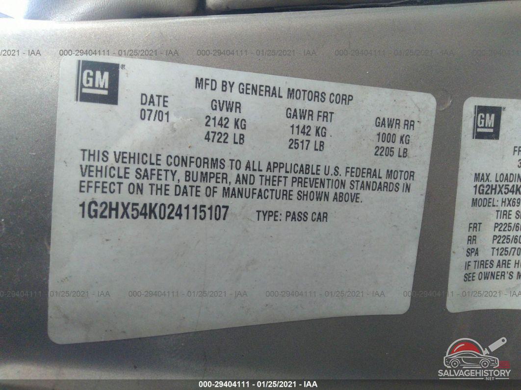 1G2HX54K024115107 2002 PONTIAC BONNEVILLE photo no. 9