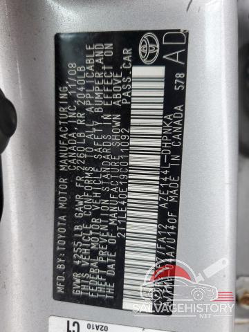 2T1LE40E19C011092 2009 TOYOTA COROLLA photo no. 12