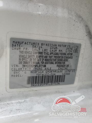 3N1CE2CP9FL377136 2015 NISSAN VERSA photo no. 12