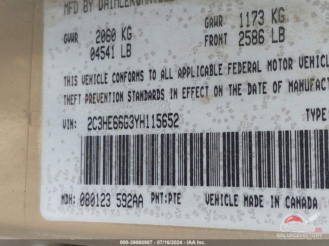 2C3HE66G3YH115652 2000 CHRYSLER 300M photo no. 9