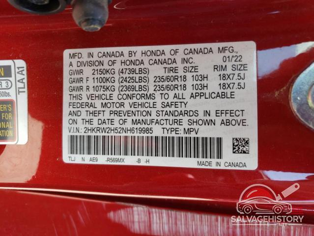 2HKRW2H52NH619985 2022 HONDA CRV photo no. 13