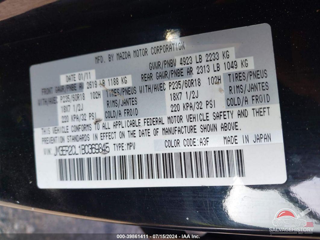 JM3ER2CL1B0369845 2011 MAZDA CX-7 photo no. 9