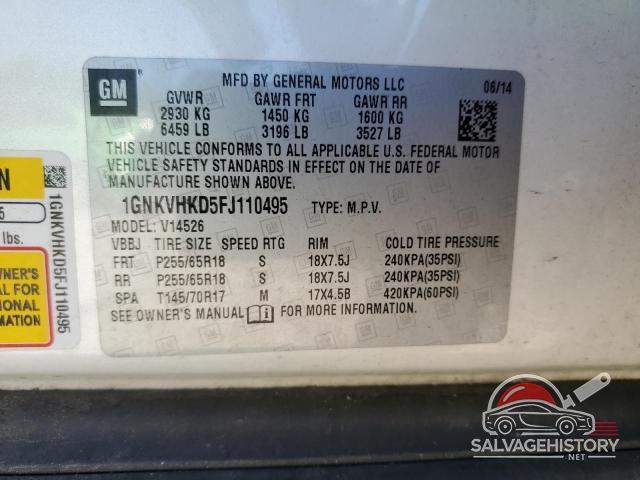 1GNKVHKD5FJ110495 2015 CHEVROLET TRAVERSE photo no. 14