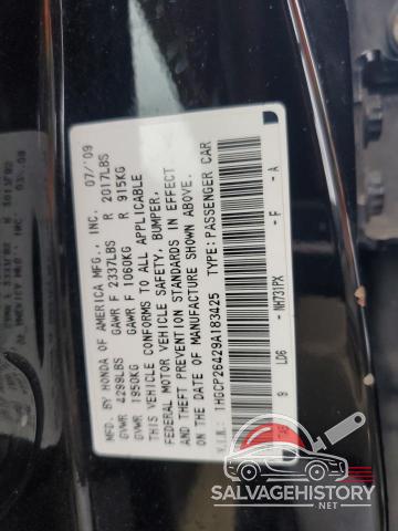 1HGCP26429A183425 2009 HONDA ACCORD photo no. 12