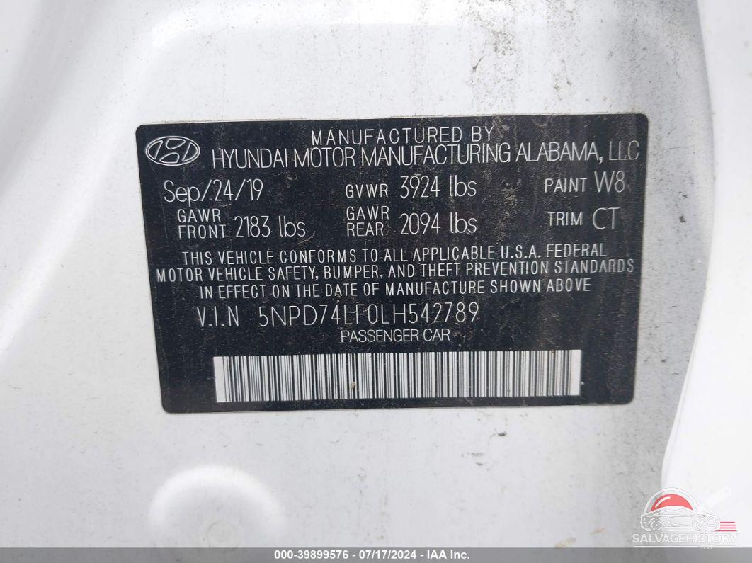5NPD74LF0LH542789 2020 HYUNDAI ELANTRA photo no. 9