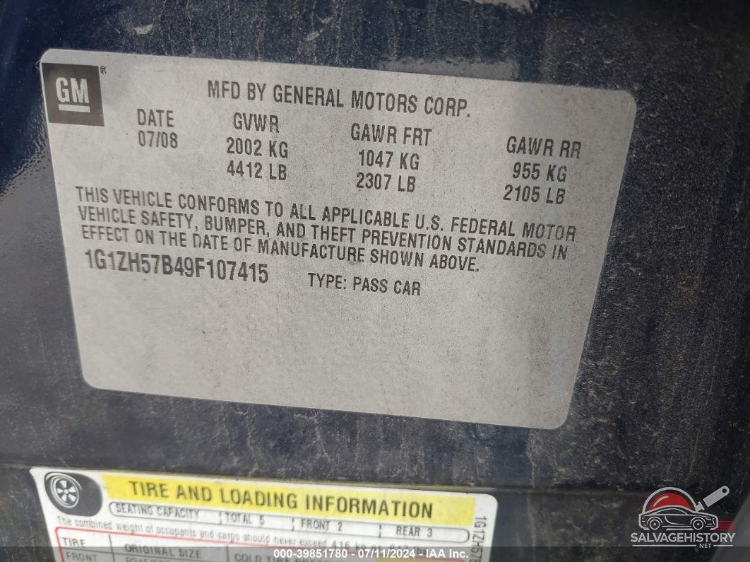 1G1ZH57B49F107415 2009 CHEVROLET MALIBU photo no. 9