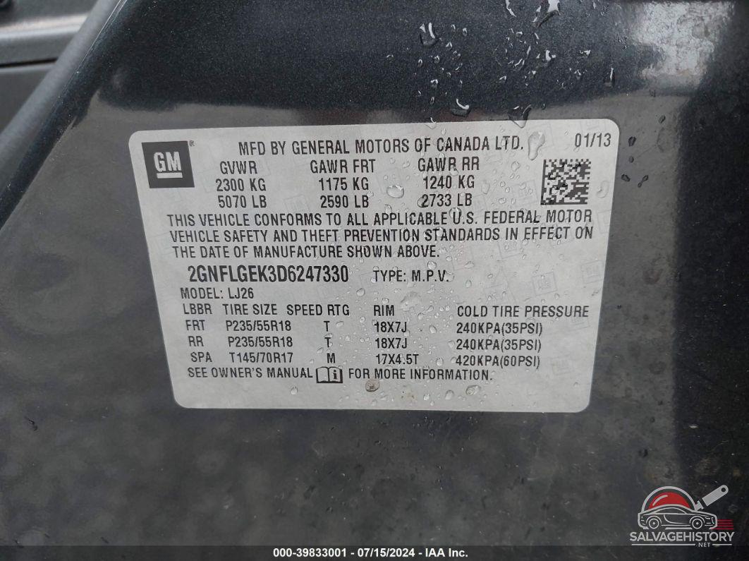 2GNFLGEK3D6247330 2013 CHEVROLET EQUINOX photo no. 9