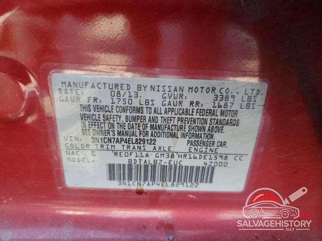3N1CN7AP4EL829122 2014 NISSAN VERSA photo no. 12