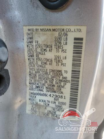 1N6AD06U06C429081 2006 NISSAN FRONTIER photo no. 12