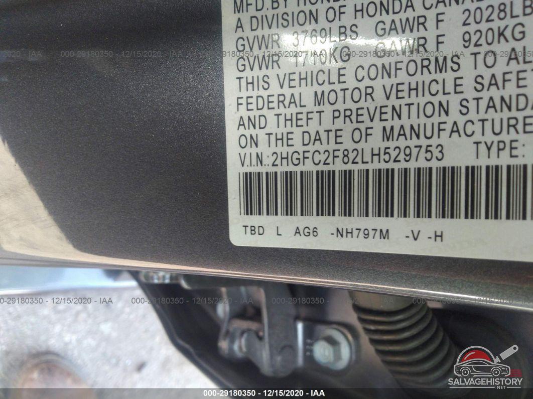 2HGFC2F82LH529753 2020 HONDA CIVIC SEDAN photo no. 9