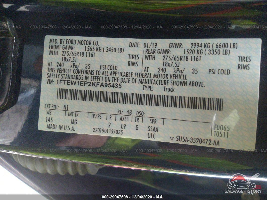 1FTEW1EP2KFA95435 2019 FORD F-150 photo no. 9