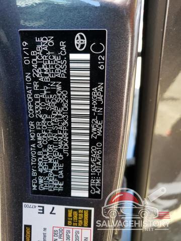 JTDKARFP3K3108290 2019 TOYOTA PRIUS photo no. 13