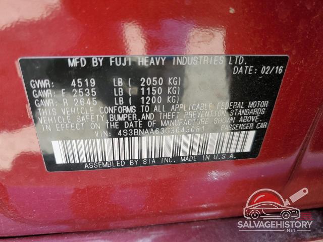 4S3BNAA63G3043081 2016 SUBARU LEGACY photo no. 12