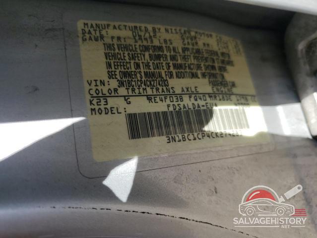 3N1BC1CP4CK274283 2012 NISSAN VERSA photo no. 12