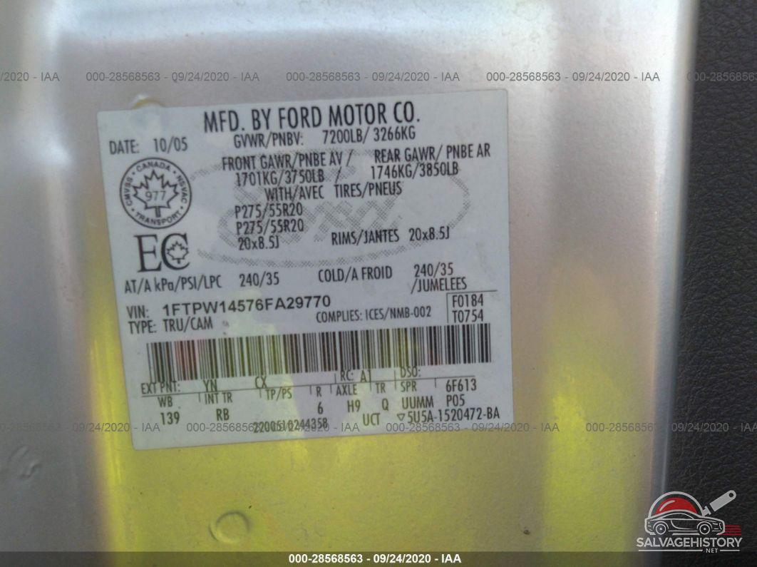 1FTPW14576FA29770 2006 FORD F-150 photo no. 9