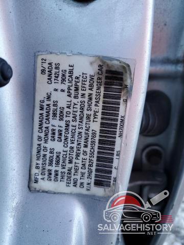 2HGFB2F55CH597697 2012 HONDA CIVIC photo no. 12