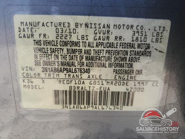3N1AB6AP9AL676340 2010 NISSAN SENTRA photo no. 12