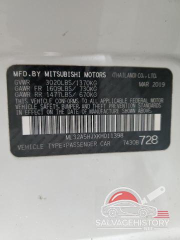 ML32A5HJXKH011398 2019 MITSUBISHI MIRAGE LE photo no. 12
