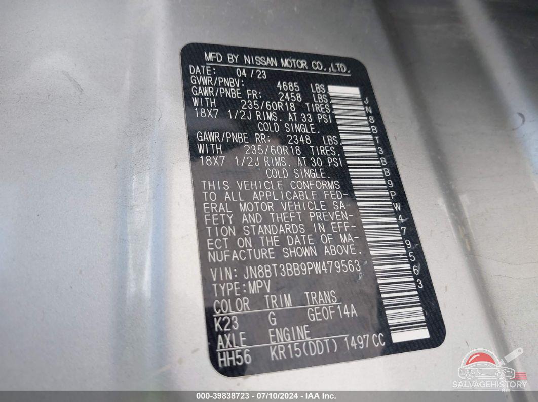 JN8BT3BB9PW479563 2023 NISSAN ROGUE photo no. 9