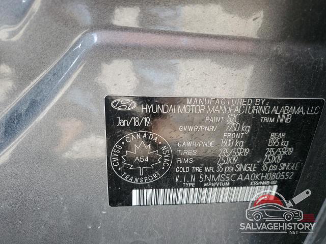 5NMS5CAA0KH080552 2019 HYUNDAI SANTA FE photo no. 13