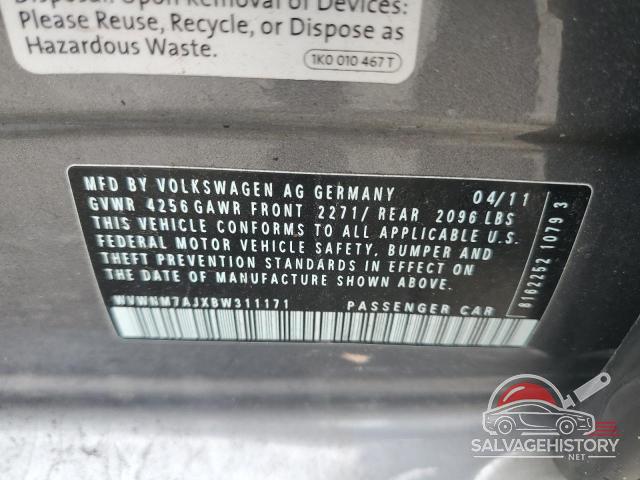 WVWNM7AJXBW311171 2011 VOLKSWAGEN GOLF photo no. 12