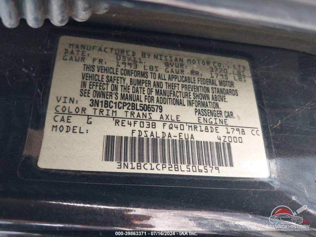 3N1BC1CP2BL506579 2011 NISSAN VERSA photo no. 9