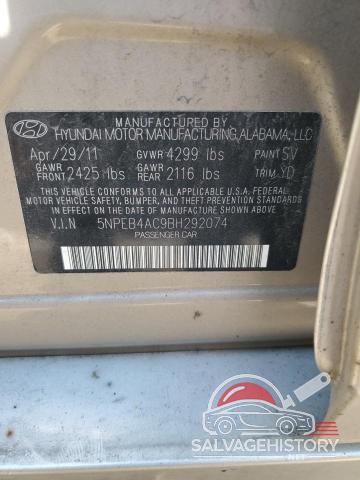 5NPEB4AC9BH292074 2011 HYUNDAI SONATA photo no. 12