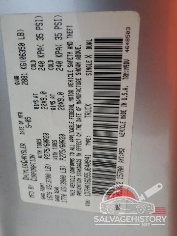 1D7HA16D55J640941 2005 DODGE RAM 1500 photo no. 12