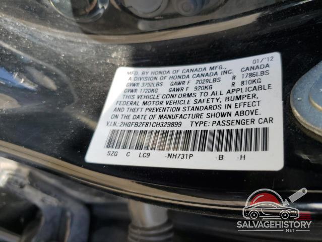 2HGFB2F81CH329899 2012 HONDA CIVIC photo no. 12