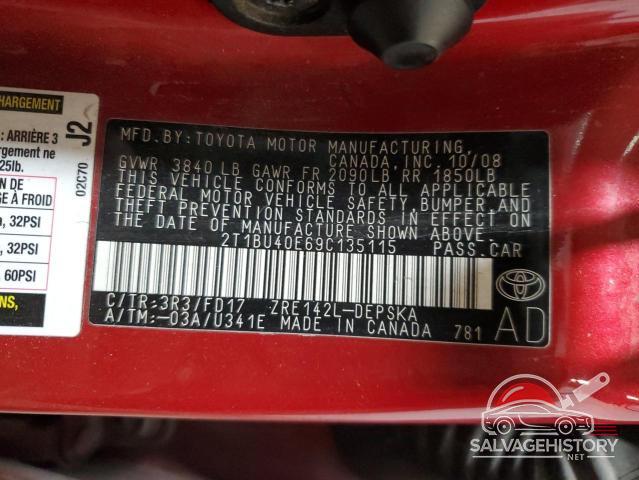 2T1BU40E69C135115 2009 TOYOTA COROLLA photo no. 12