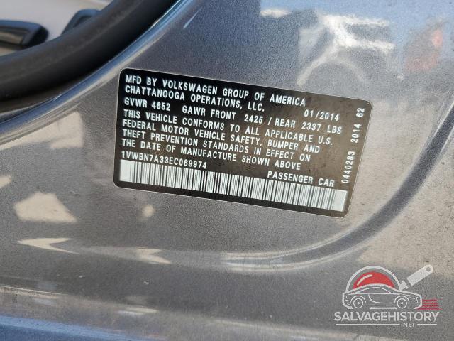 1VWBN7A33EC069974 2014 VOLKSWAGEN PASSAT photo no. 12