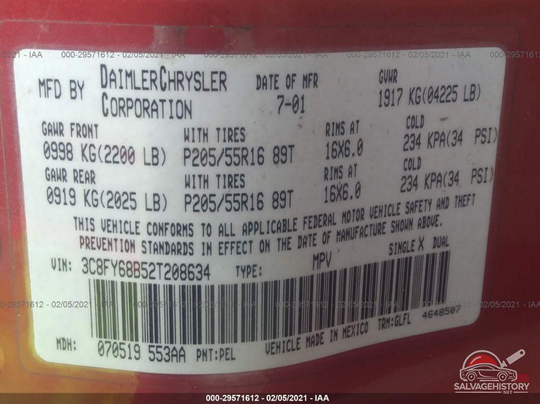 3C8FY68B52T208634 2002 CHRYSLER PT CRUISER photo no. 9