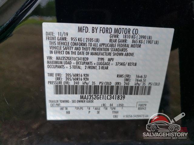 MAJ3S2GE1LC341839 2020 FORD ECOSPORT photo no. 13