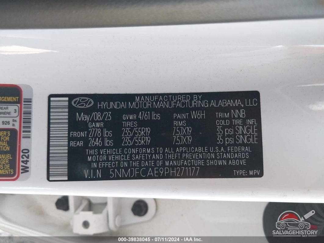 5NMJFCAE9PH271177 2023 HYUNDAI TUCSON photo no. 9