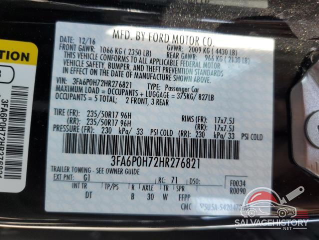 3FA6P0H72HR276821 2017 FORD FUSION photo no. 12